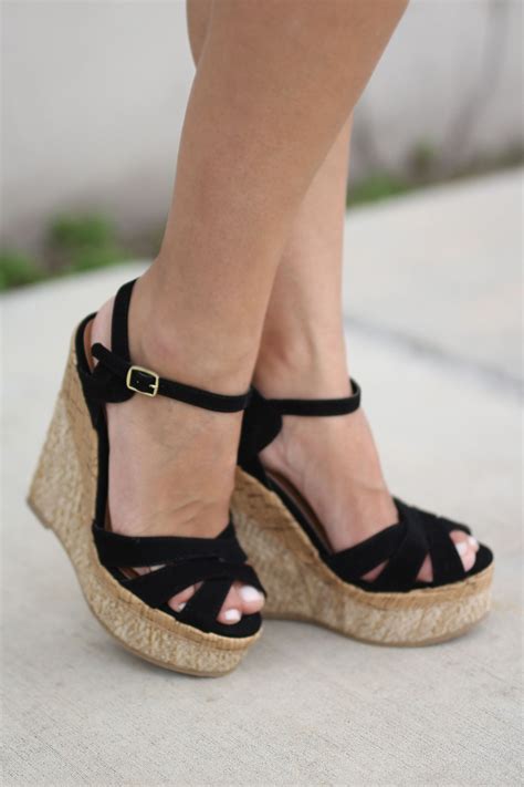 black wedge heels amazon|black wedge summer shoes.